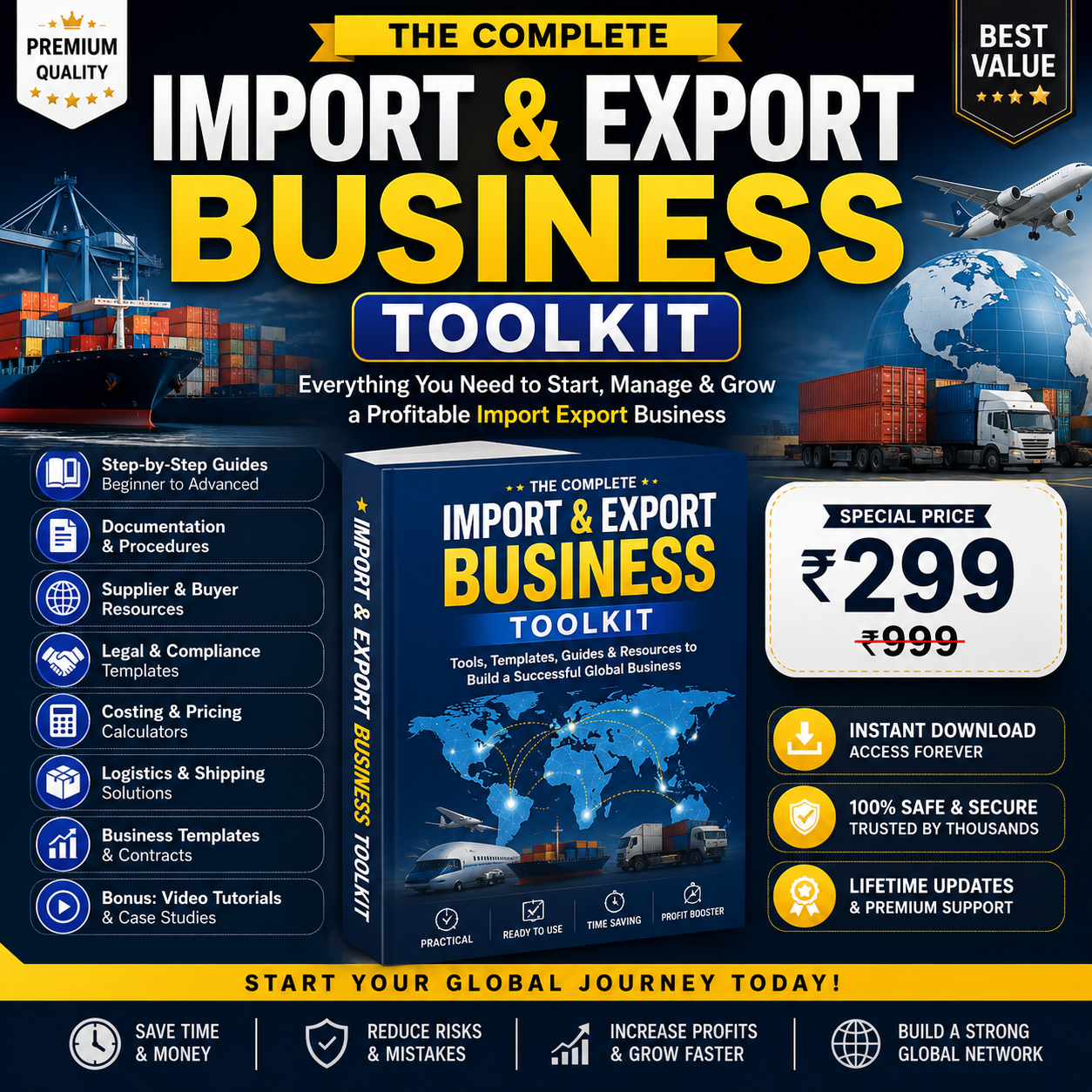 The Complete Import & Export Business Toolkit — 200 Tools, 27 Modules, ₹299